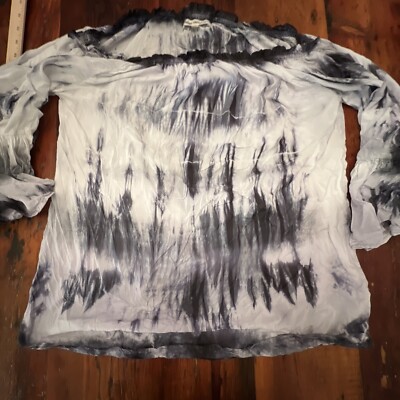 Indigo Thread Co. Top Women's Bell Sleeve off shoulder Tie-Dyed Blue Medium