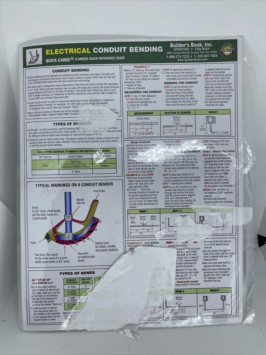 Electrical Conduit Bending Chart