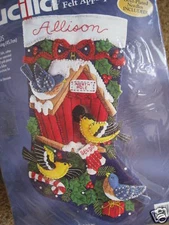 Christmas Bucilla Holiday STOCKING FELT Applique Kit,WINTER BIRDS,House,83955,18