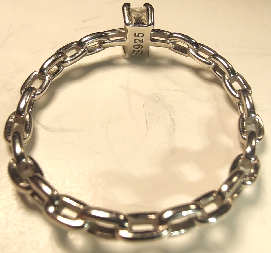 Chain Link Style Ring With Rectangular Gem ~S925 … - image 3