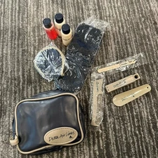 Vintage Delta Flight Amenity Kit Bag Toiletry Blue Zip Bag Socks Eye Mask Comb