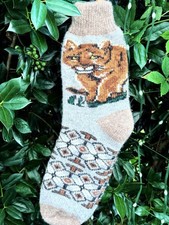 Men's socks, 100 Sheep's Wool , Chunky  Warm, , Print Animal, size 11-12