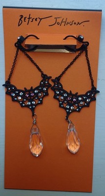 Neu Betsey Johnson Halloween schwarz baumelnde Spinnennetz Ohrringe UVP 48 $