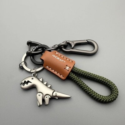 Braided Leather Keychain Woven Rope Keyring Heavy Duty Car Key Fob Holder Ring