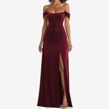 After Six Dessy 1551 - Off-the-Shoulder Flounce Sleeve Velvet Gown size 0