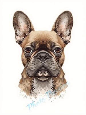 A4 Foto Französische Bulldogge Portrait künstlerisches Aquarell - Poster (2485)