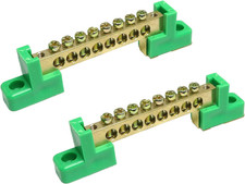 2Pcs 8 Positions Terminal Bus Bar Terminal Block Brass Wire Screw