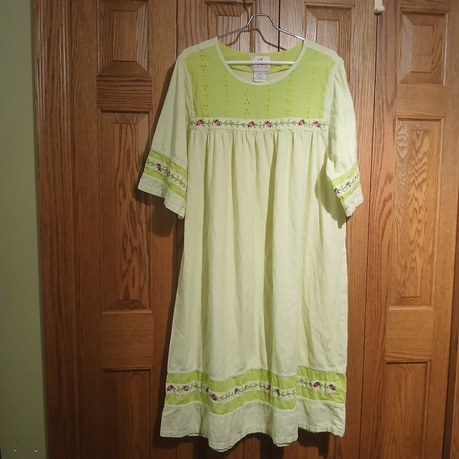 Quacker Factory Cotton House Dress 3X Embroidered Ladybug