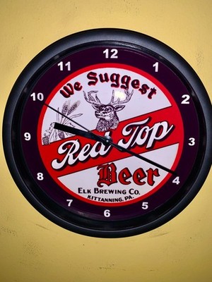 Red Top Elk Brewing Company  Kittanning Beer Bar Man Cave Advertising Clock Sign