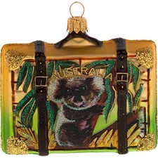 Australia Travel Suitcase Polish Blown Glass Christmas Ornament ONE Decoration