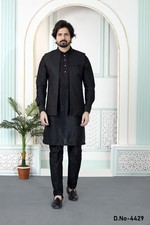 3 Pc Indian Mens Wedding Bollywood Traditional Eid Wear Kurta Payjama Dress
