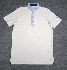 Greyson Polo Shirt Men's Medium White Geometric Stretch Athletic Golf Logo*