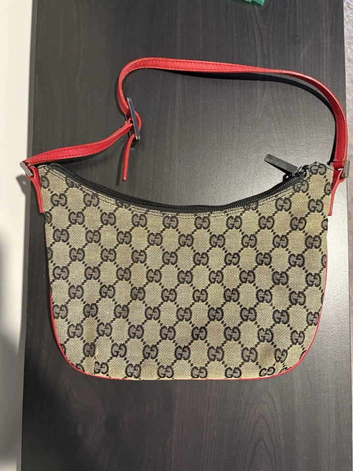GUCCI Vintage Monogram Canvas Mini Hobo Pouchette Shoulder Bag - Image 2 of 4