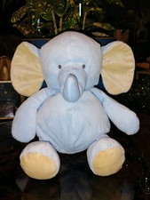 Carters Baby Blue Elephant Tan Ears Stuffed Animal 2014 Plush Lovey 9" Toy Z