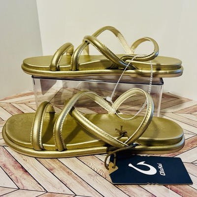 OluKai Tiare Slide Wmn 11 Leather Sandals Bubble Gold Strappy Beach Pool Comfort