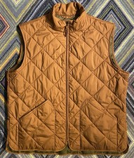 J. Crew Quilted Vest Mens XL Brown Full Zip Sleeveless Outerwear Fair Trade