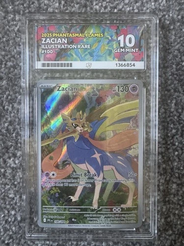 Pokémon TCG Zacian Phantasmal Flames Graded Ace 10