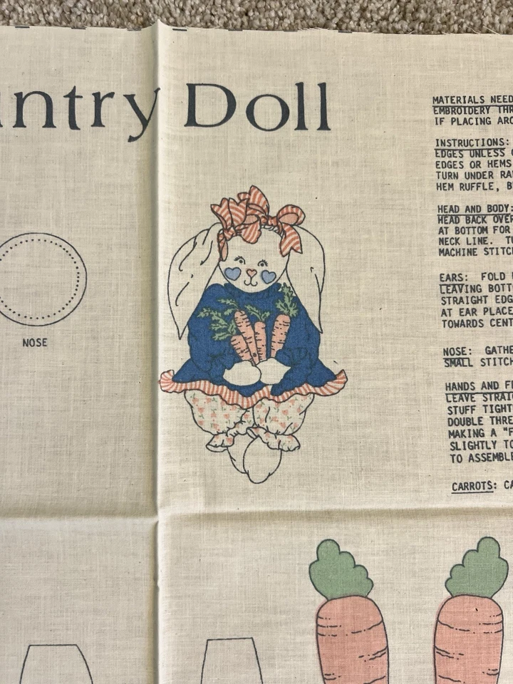 Patches The Country Doll Bunny Cut And Sew Pattern Stuffed Animal  - Image 2 of 4