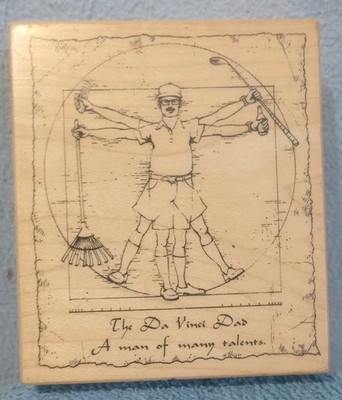 The Da Vinci Dad A Man Of Many Talents Rubber Stamp Inkadinkado Wood Mounted