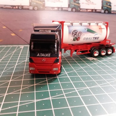 Herpa Lkw 1:87 Mercedes Axor Tankcontainer Sattelzug***Spedition Talke/Bayer***