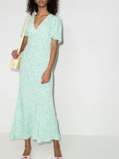 New Rixo Poppy Squiggle Dusk Mint White Midaxi Dress Sz XL