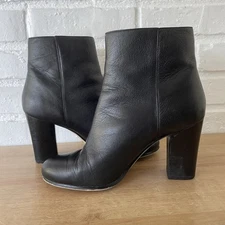 Michael Kors Margaret Women's Leather Black Ankle Zip Heeled Boots Size 8.5