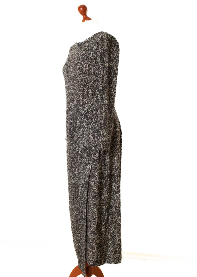 ELEMENTE CLEMENTE 18% Wolle Schwarz Langarm Maxikleid Größe 2  13360 - Bild 3 von 4