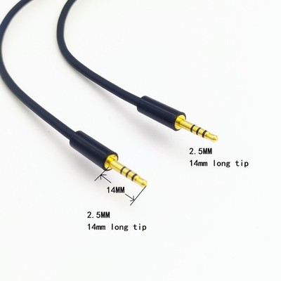 3/6/10ft 2.5mm Male to 2.5mm male 4 Pole Audio AUX Cable  with 14mm long tip