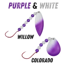 Purple & White Worm Harness Spinner Lure for Fishing and Targets WALLEYE