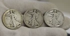 1920 P D S US Walking Liberty Half 50c VG/F (Cleaned) 3 Coin Lot