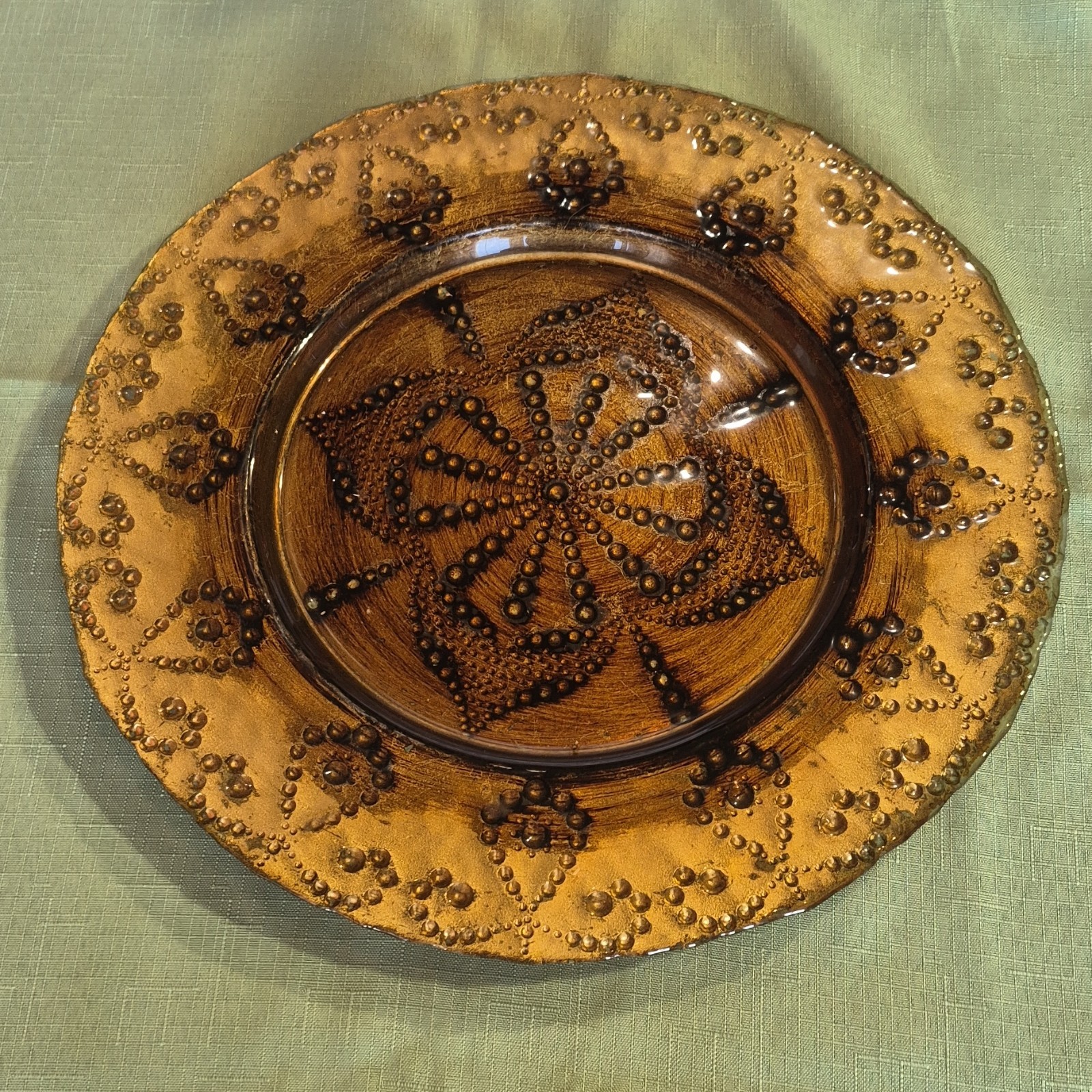 Hammered Embossed Copper Decorative Plate with Floral Pattern | eBay