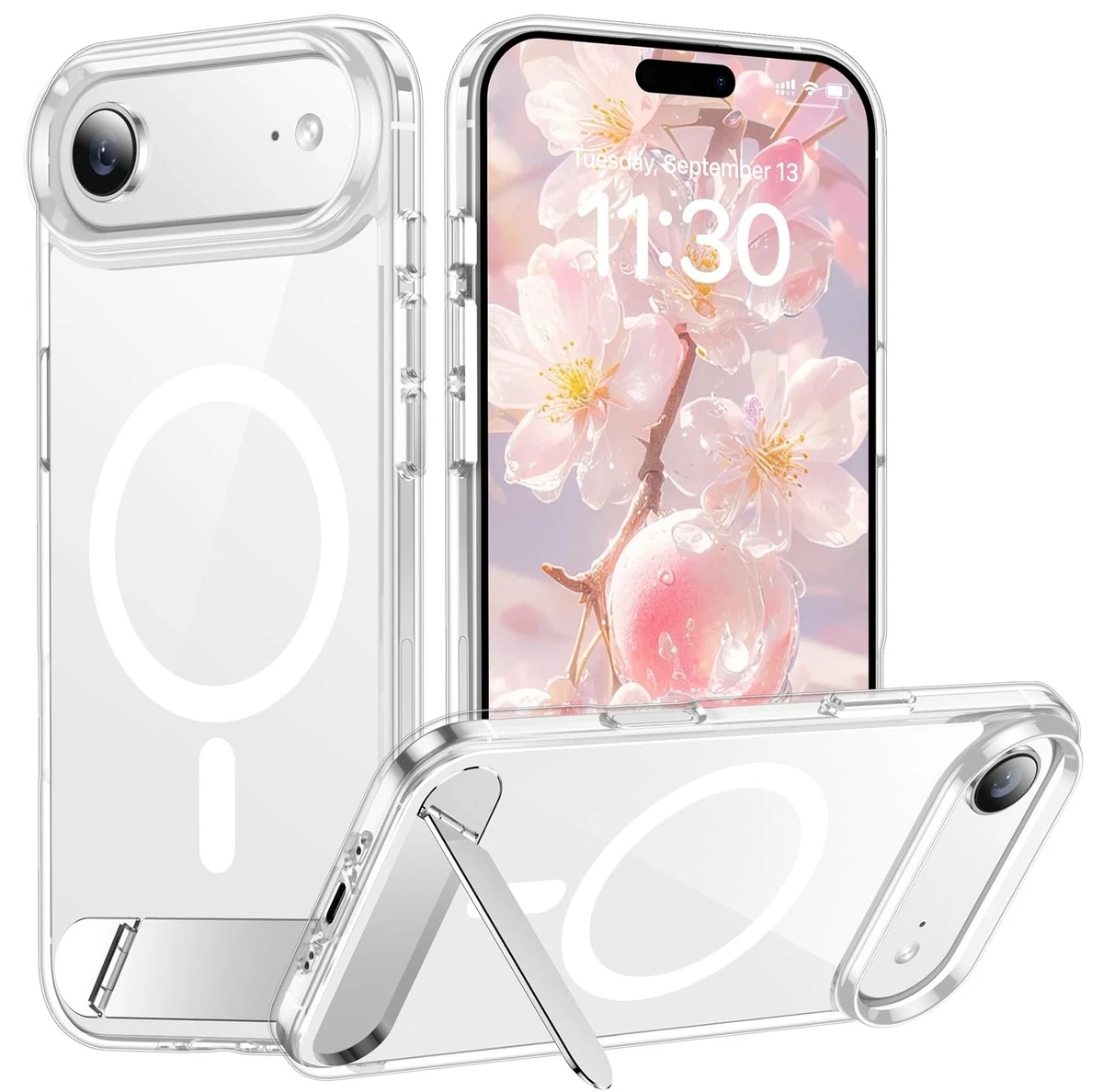 Temdan Custodia Per IPhone 11 6.1'' Con Protezione Schermo Integrata - Antiurto 360°, Doppio Strato TPU + PC, Ricarica Wireless (Nero/Trasparente)