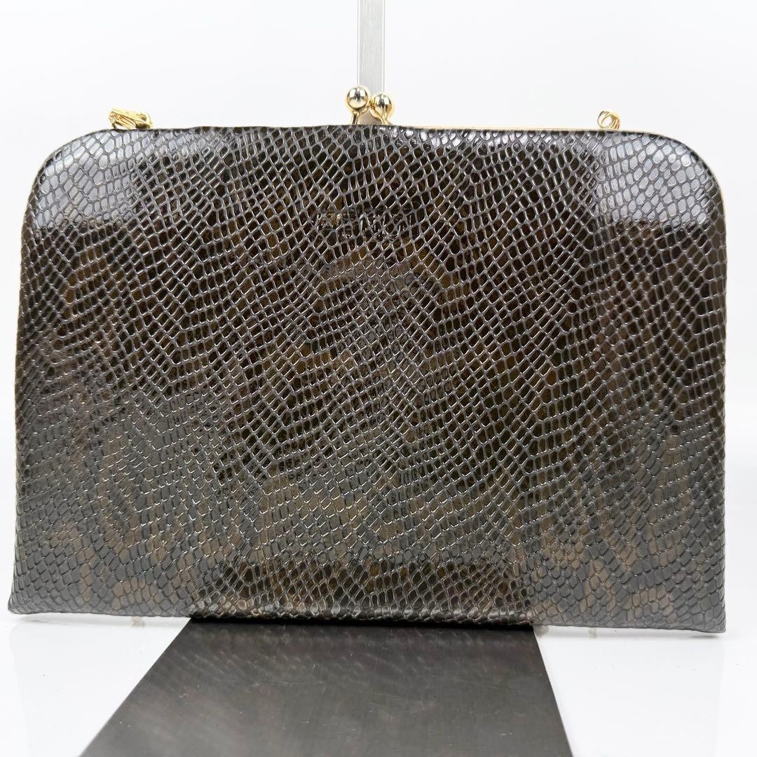FENDI Black Python Embossed Leather Chain Shoulde… - image 2