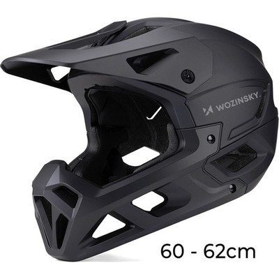 Fahrradhelm Fullface 60-62 cm mit abnehmbarem Visier Wozinsky Helm Schwarz
