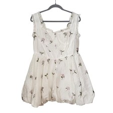 Cider Romance Me Mini Floral White Bubble Hem Dress - Size Large NEW