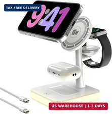 4-in-1 Magnetic Wireless Charging Station with LED Light for iPhone Series
