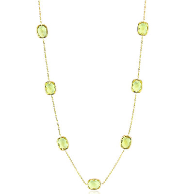 14K Gelbgold Edelstein Halskette mit Kissenschliff Zitronentopas 20 Zoll