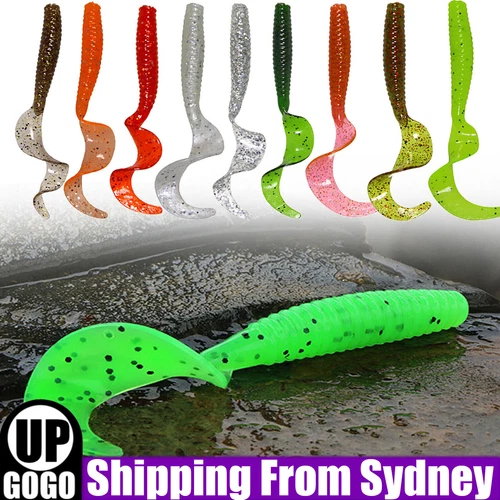Soft Plastic Bream Fishing Lures Curly Tackle Bass Cod Tail Lure Bream AUS