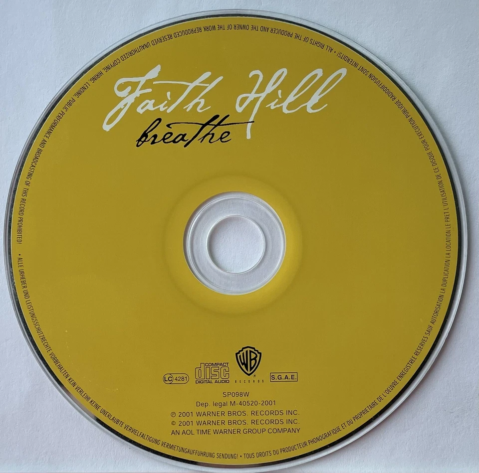 Faith Hill, Breathe, Single, Promo, Spain, CD, 2001 Foto 2 de 4