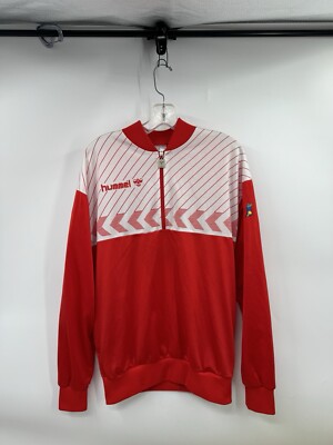 Vintage Hummel Jacket Mens Medium Red Striped Track Jacket USA Warmup Sports