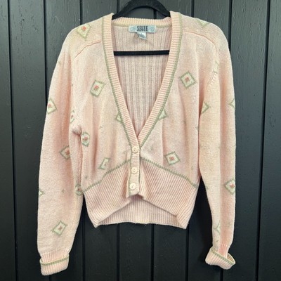 Vintage Segue 80s Floral Pink Cardigan Small