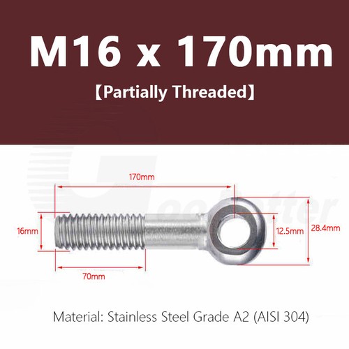 Forged Eye Bolt M5 - M24 Catenary Wire Hanging Screws DIN 444 Stainless Steel A2 - Picture 107 of 152