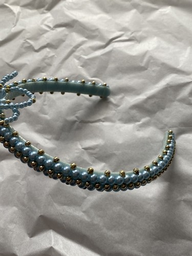 Vintage 1950’s Blue And Metallic Color Beaded Headband - Picture 3 of 4