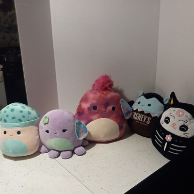 Squishmallows 8 Inch Day of the Dead Zelina the Cat + 4 More In Lot Squishy