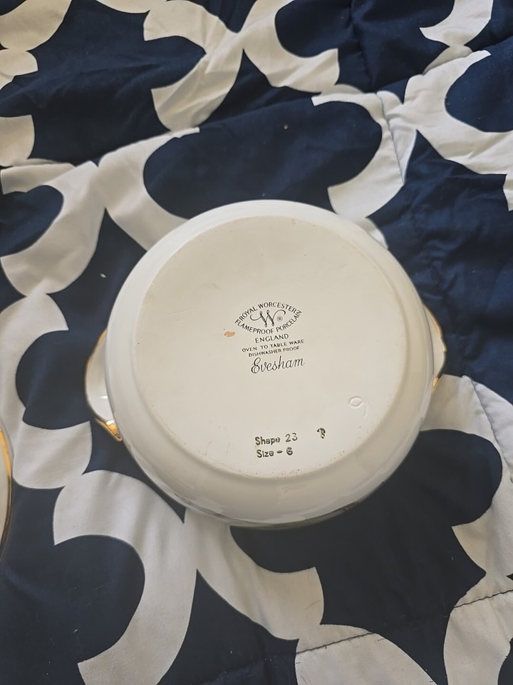 Vintage Royal Worcester Flameproof Porcelain Evesham Covered Dish Size