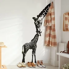 Baby Giraffe Decal Mother Giraffe Wall Decal Sticker. Africa Safari (Black) #384