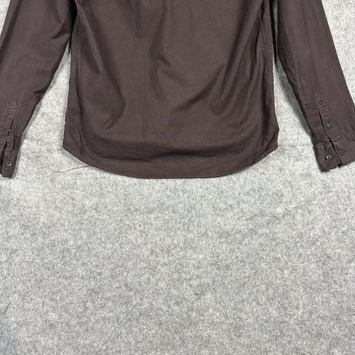 Allsaints Shirt Mens Medium Brown Slim Fit Long Sleeve Hungtingdon Ramskull - Picture 9 of 13