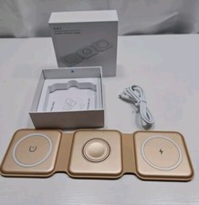 3 in 1 Wireless Charger Magnetic Foldable Station Travel Charger Gold
