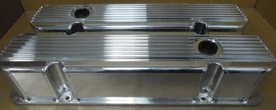 Cubiertas de válvula de aluminio fabricadas por Pontiac Hamburger 1129, altas, deflectores, sin HD Foto 2 de 3