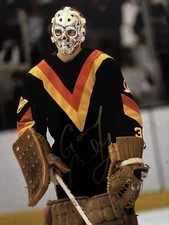 Gary “BONES” BROMLEY Signed 8x10 Photo! VANCOUVER CANUCKS GOALIE Legend! W/COA